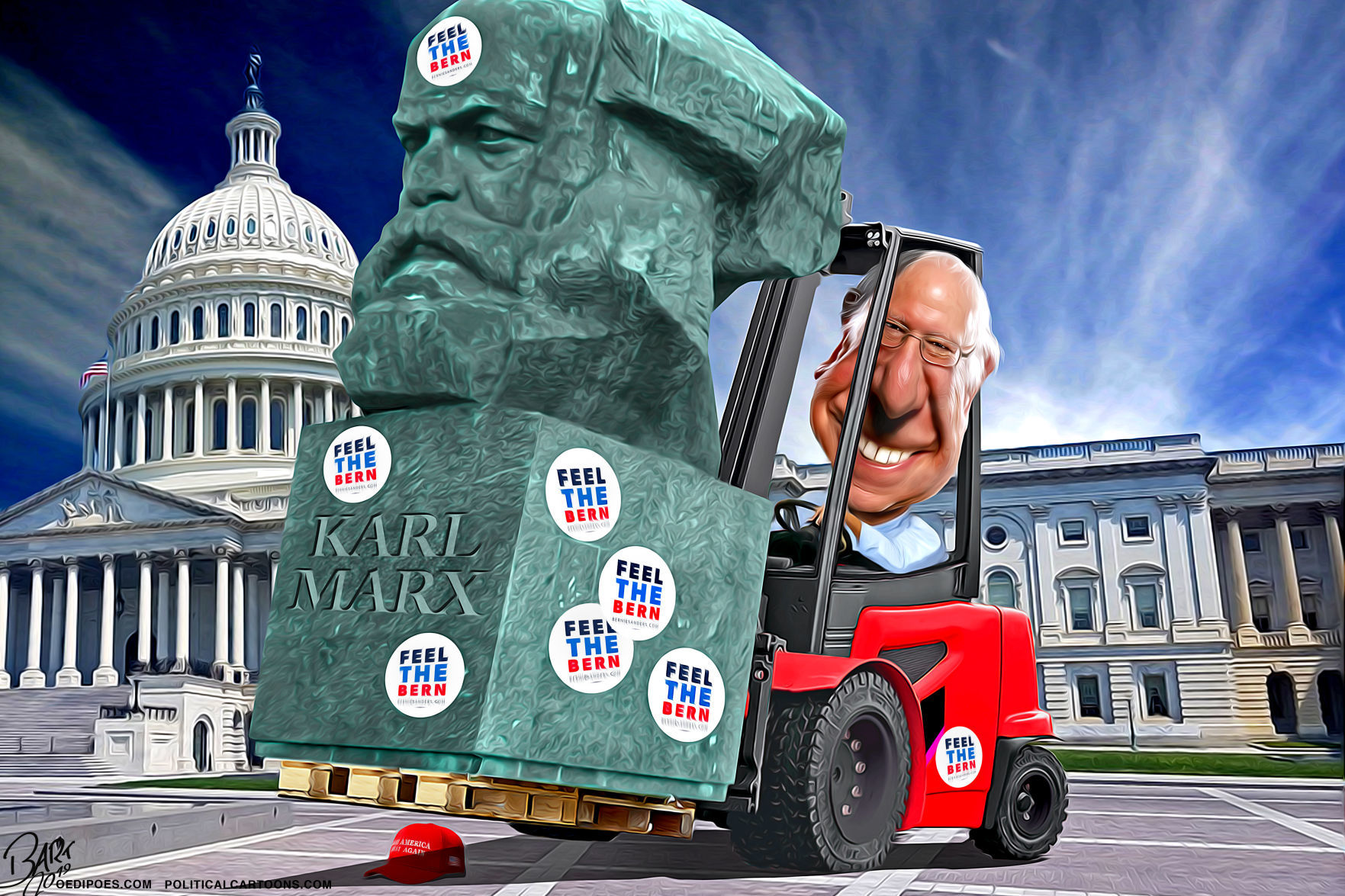 Bernie Sanders and Karl Marx by Bart van Leeuwen, PoliticalCartoons.com